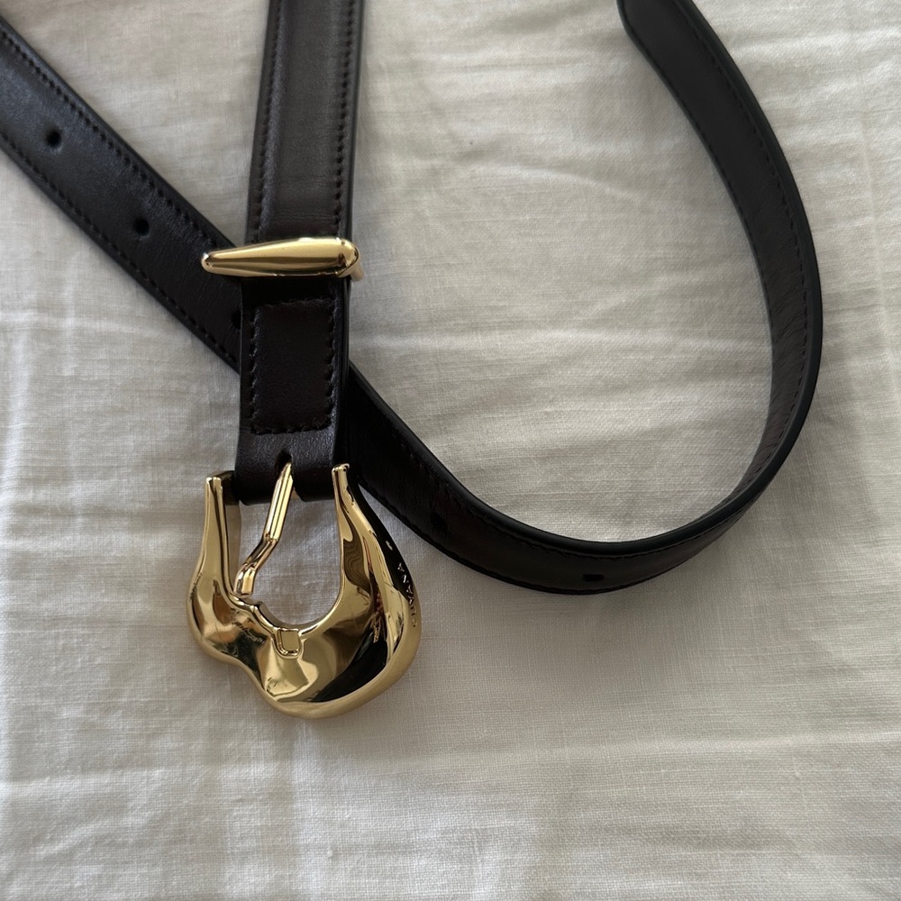 Cuyana Celestia Brown Belt with Gold Buckle S-M